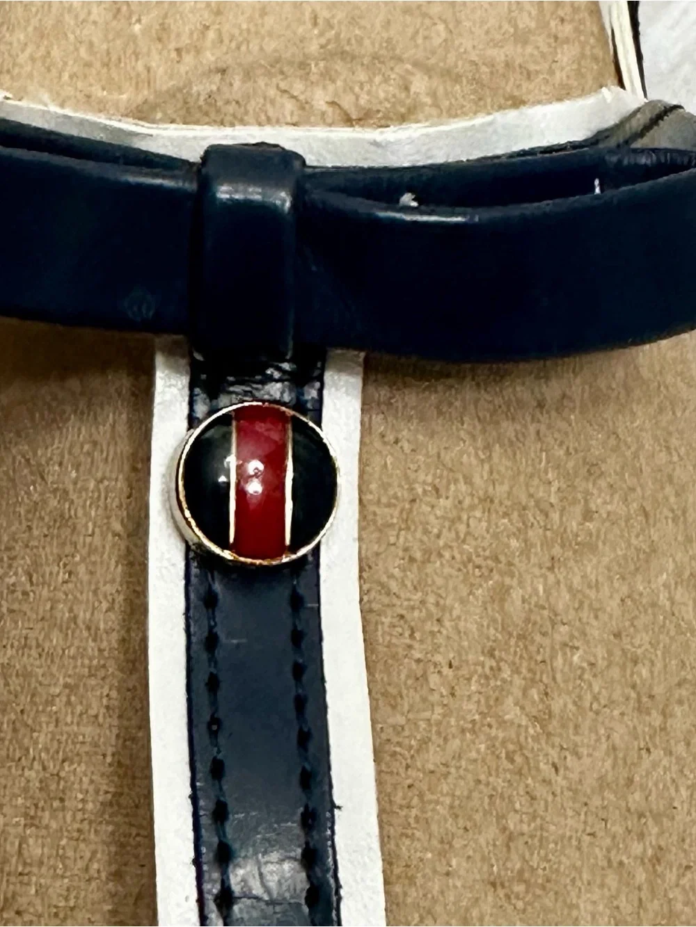 Tommy Hilfiger Navy White T-Strap Sandals Bow Red Logo Charm Nautical Preppy 9.5